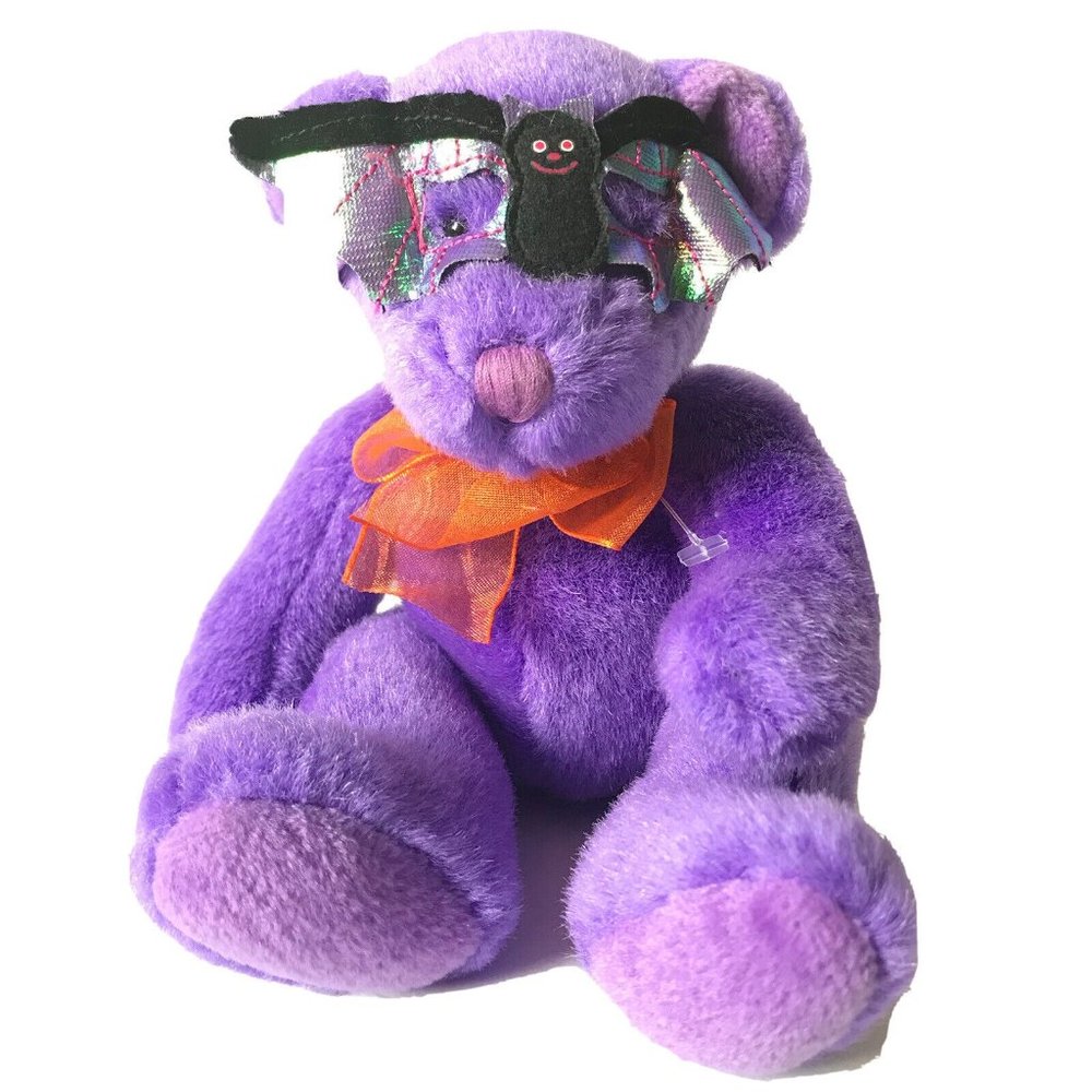 Russ Halloween Bat Mask purple bear plush 5.5”
